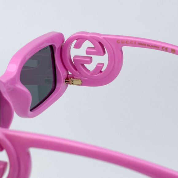 Gucci GG1325S 006 BRAND NEW Sunglasses Pink Grey Rectangle Unisex - Picture 9 of 11